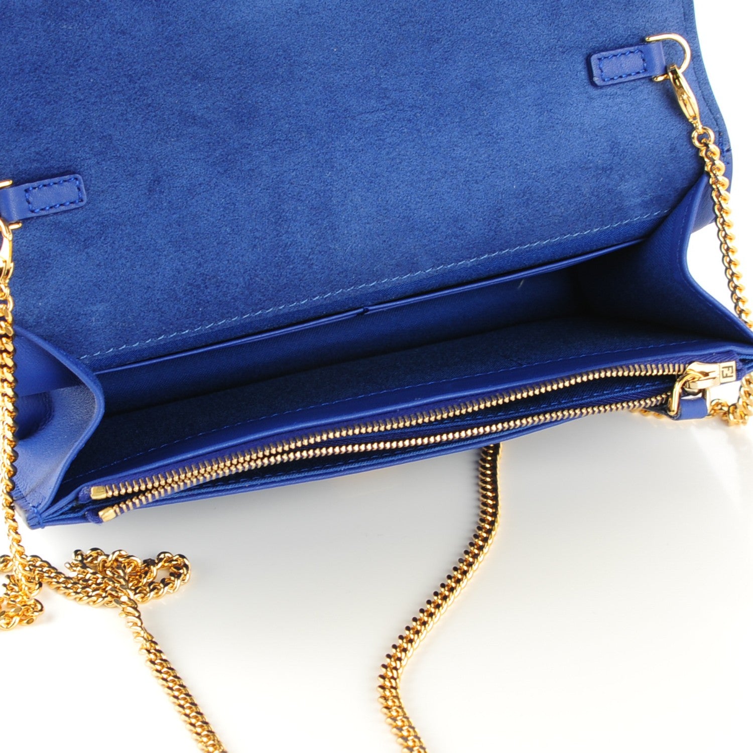 Fendi Vitello Flamingo Tube Wallet on Chain Blue Neon 2 of 9