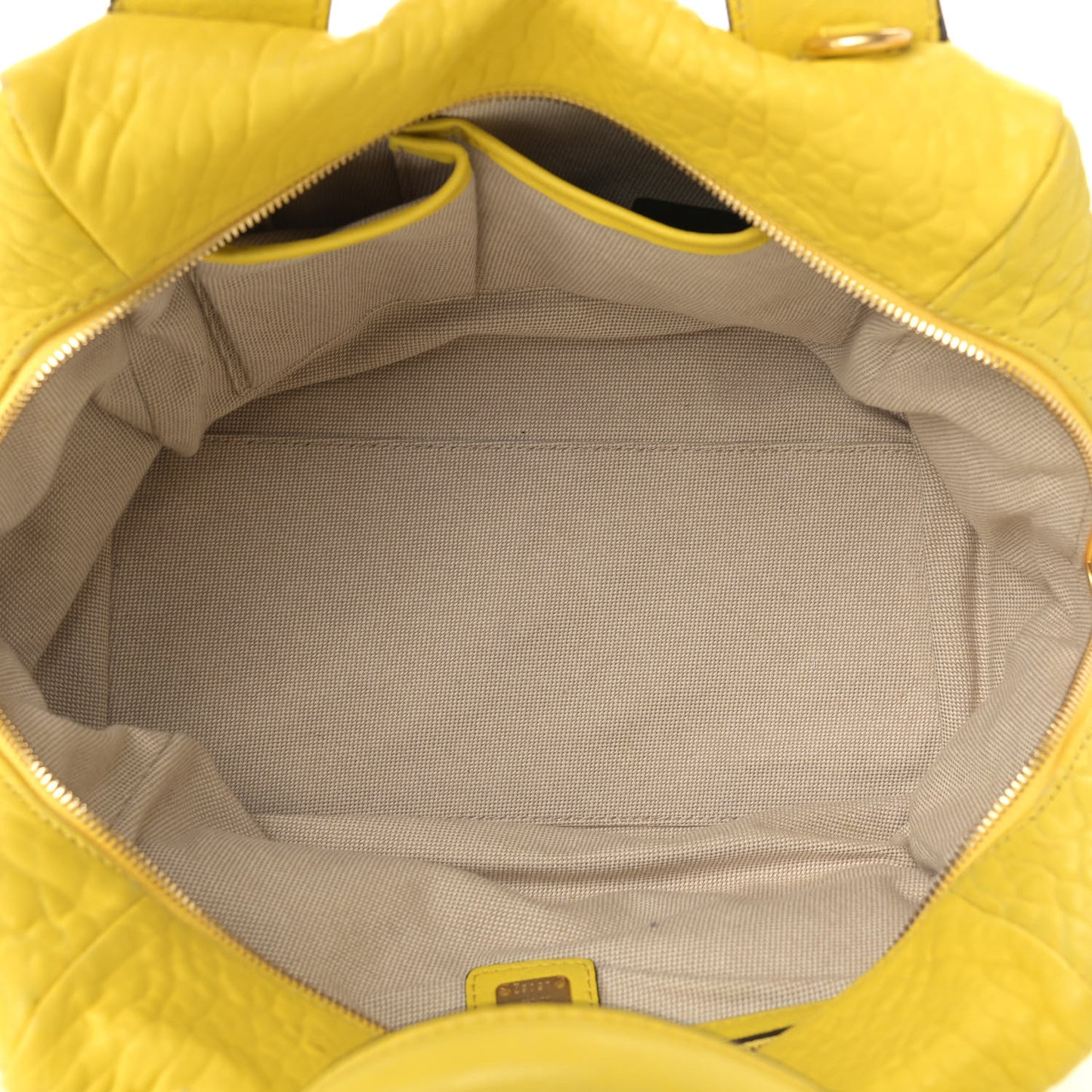 Pebbled Calfskin Studded Satchel Yellow