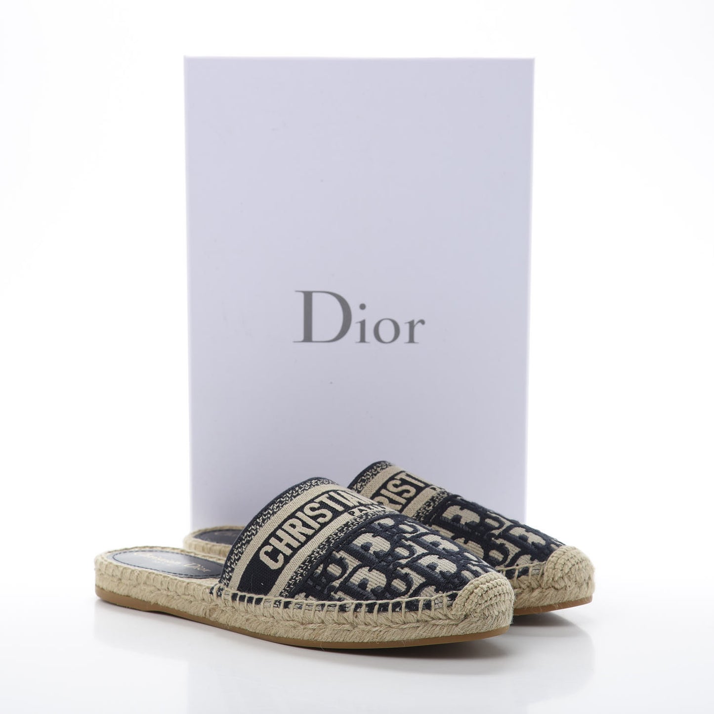 Oblique Embroidered Granville Espadrille 15mm Slippers 39.5 Deep Blue