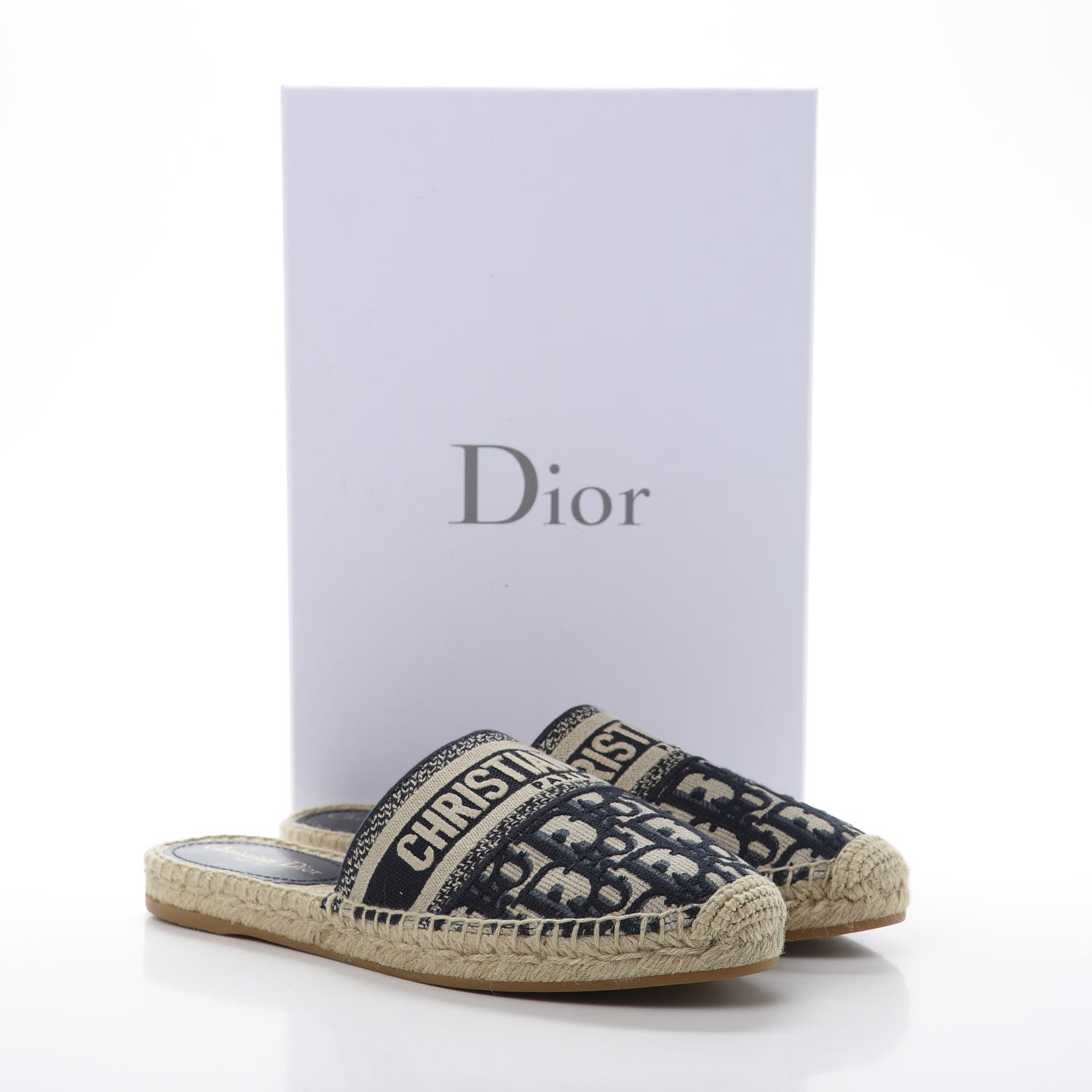 Christian Dior Oblique Embroidered Granville Espadrille 15mm Slippers 39.5 Deep Blue 9 of 9
