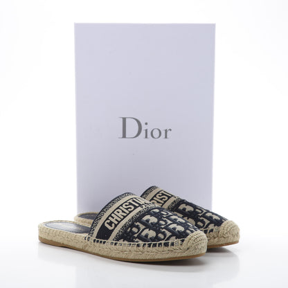 Christian Dior Oblique Embroidered Granville Espadrille 15mm Slippers 39.5 Deep Blue 9 of 9
