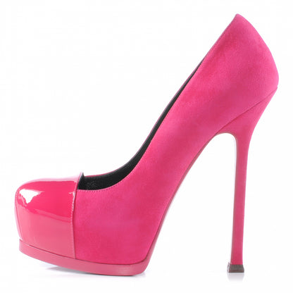 Saint Laurent Suede Patent Leather Tribute Two Platform Pumps Heels 36 Fuchsia 1 of 5