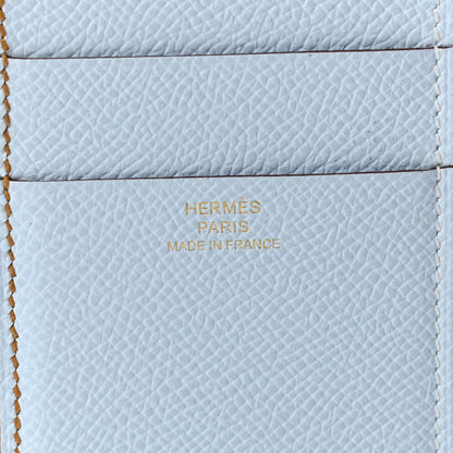 Hermes Epsom Verso Tri-Fold Bearn Compact Wallet Sesame Bleu Brume 6 of 6