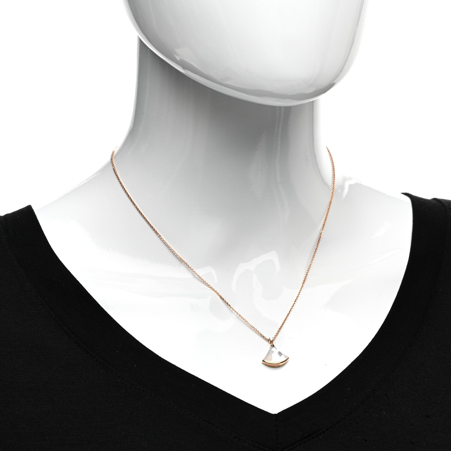 Bulgari 18K Rose Gold Diamond Mother of Pearl Small Divas' Dream Pendant Necklace 2 of 5