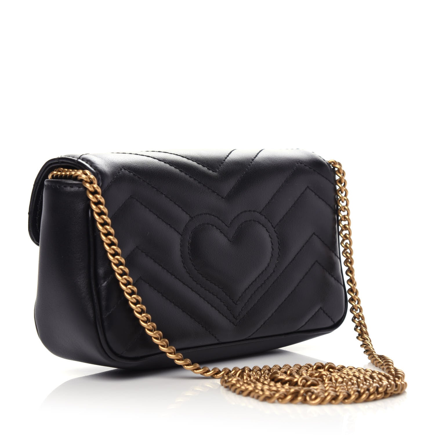 Gucci Calfskin Matelasse Super Mini GG Marmont Shoulder Bag Black 3 of 10
