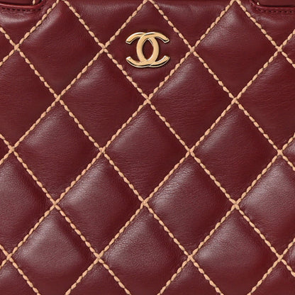 Chanel Calfskin Contrast Stitch Surpique Bowler Red 9 of 11