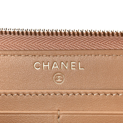 Chanel Caviar Quilted Long Zip Around Wallet Beige 6 of 10