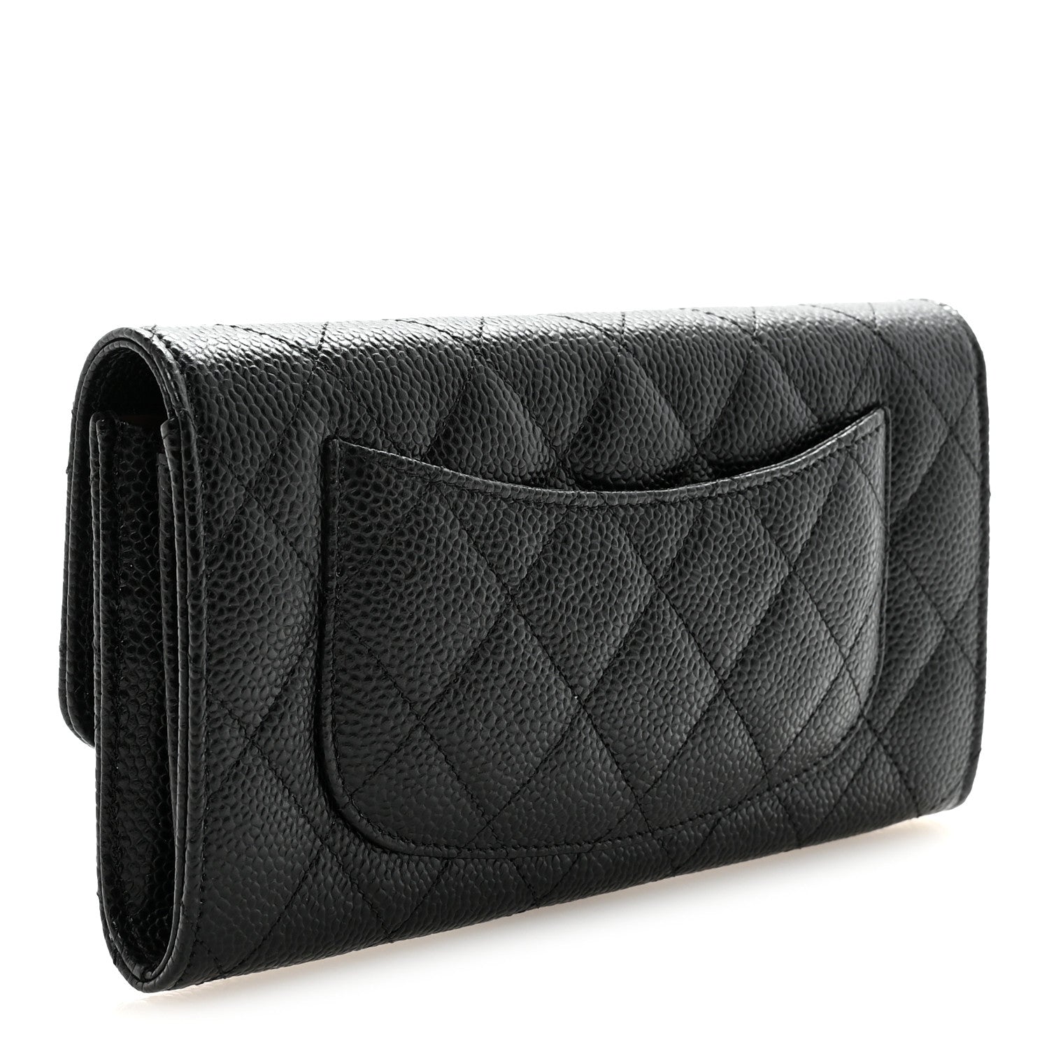 Chanel Caviar Quilted Large Gusset Flap Wallet Black 3 of 9