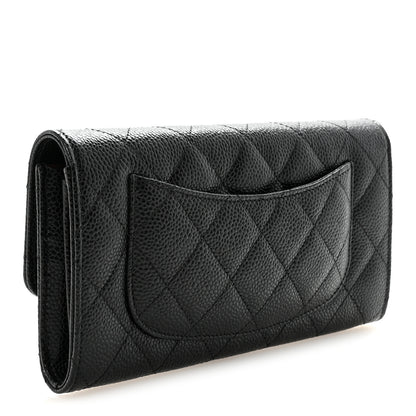 Chanel Caviar Quilted Large Gusset Flap Wallet Black 3 of 9