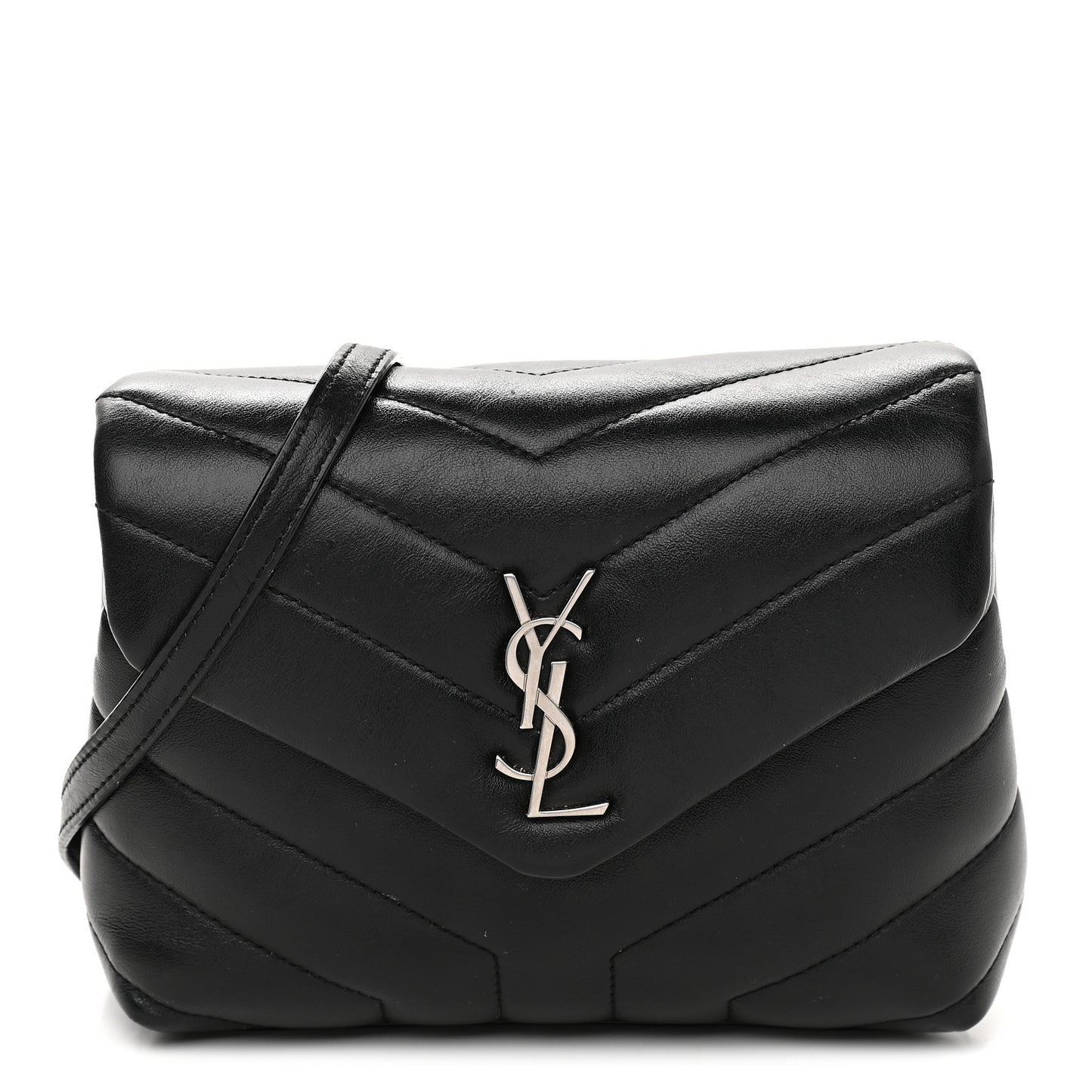 Calfskin Y Quilted Monogram Toy Loulou Crossbody Bag Black