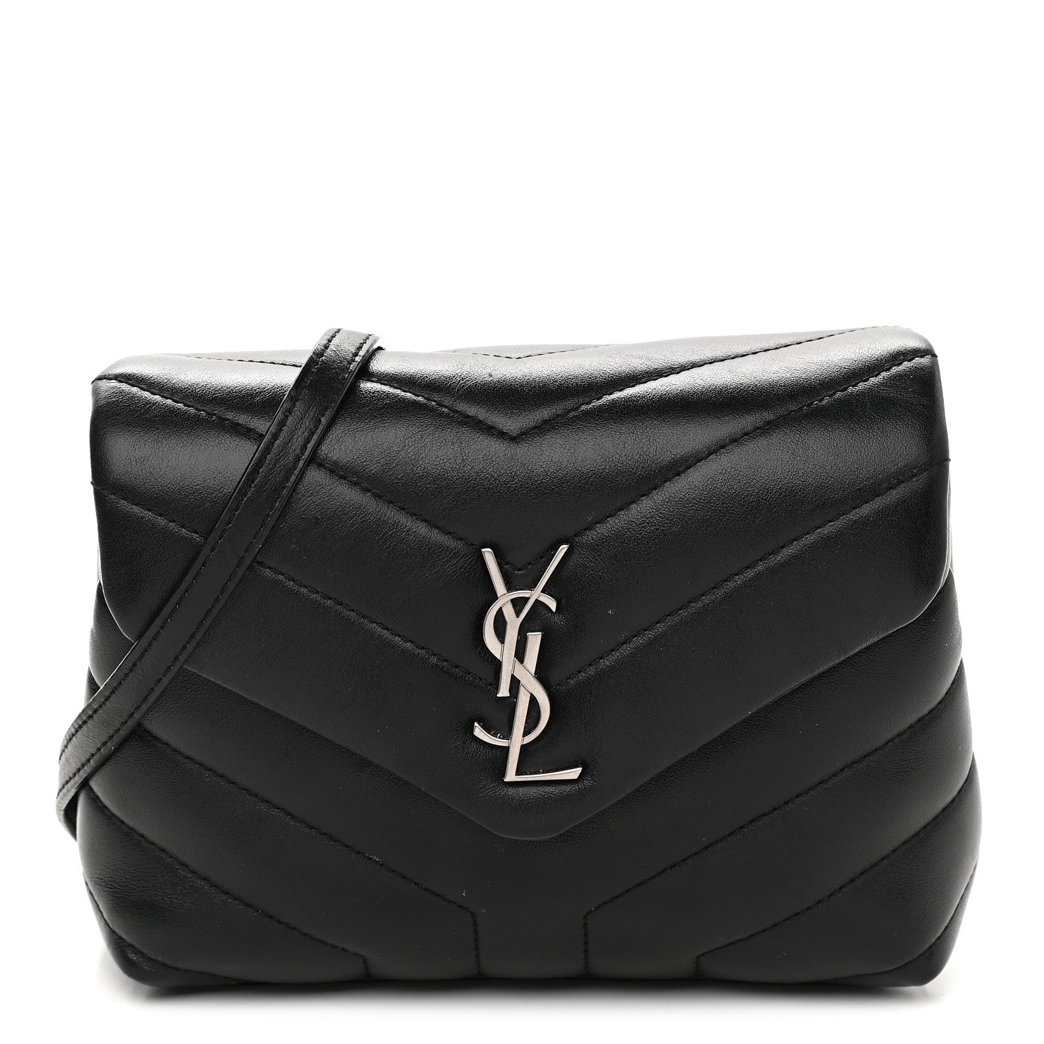 Saint Laurent Calfskin Y Quilted Monogram Toy Loulou Crossbody Bag Black 1 of 11