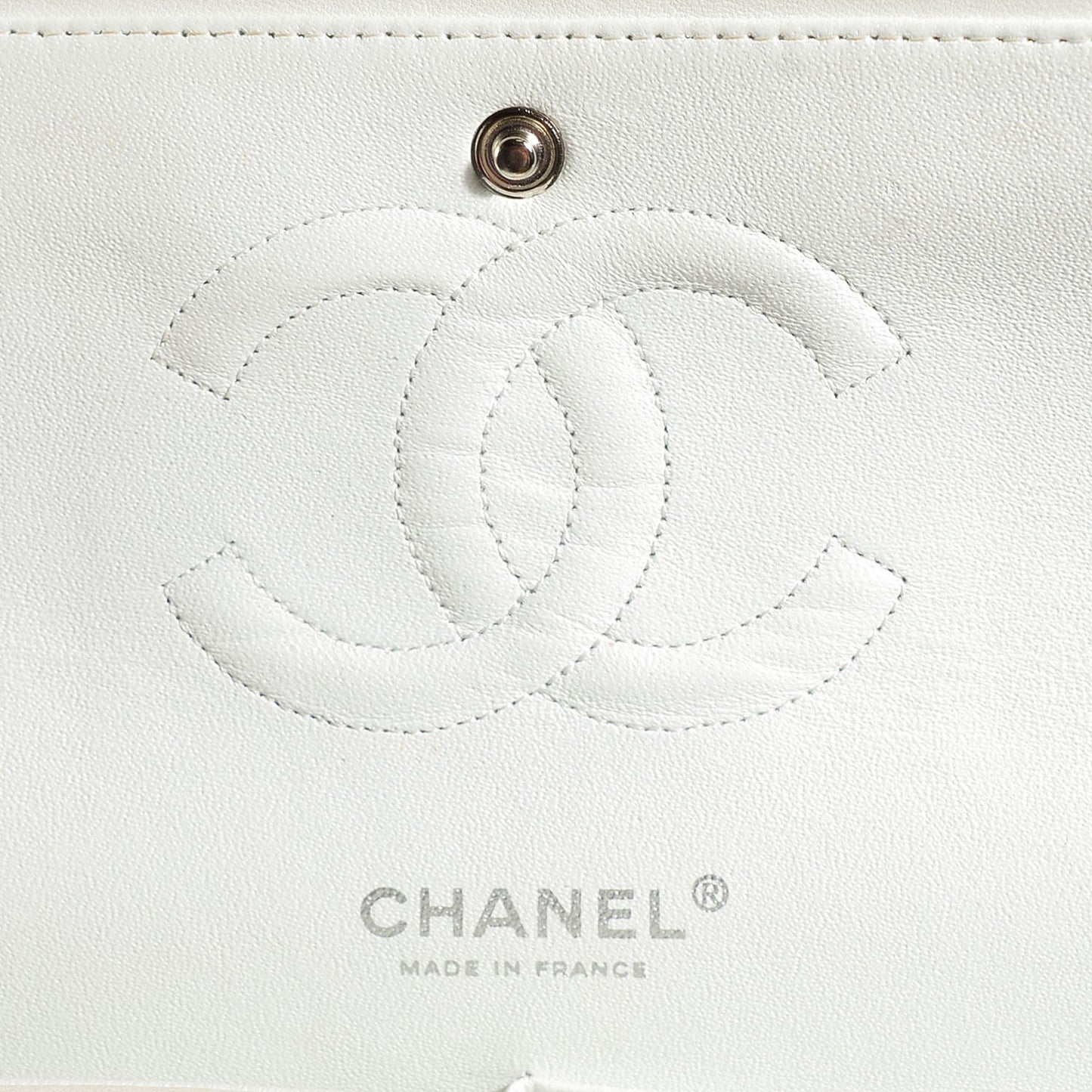 Patent Quilted Medium Double Flap White