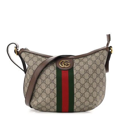 Gucci GG Supreme Monogram Web Small Ophidia Half Moon Hobo Brown 1 of 11