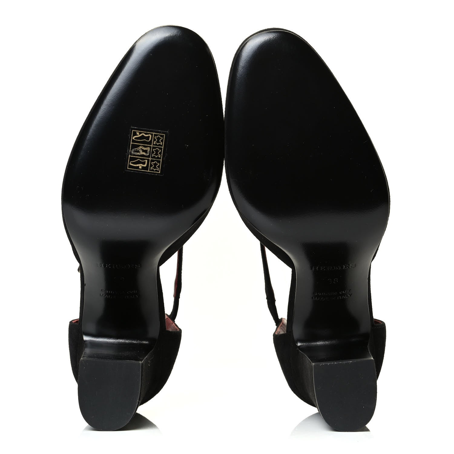 Hermes Suede Goatskin Baby 90 Pump 38 Black 4 of 6