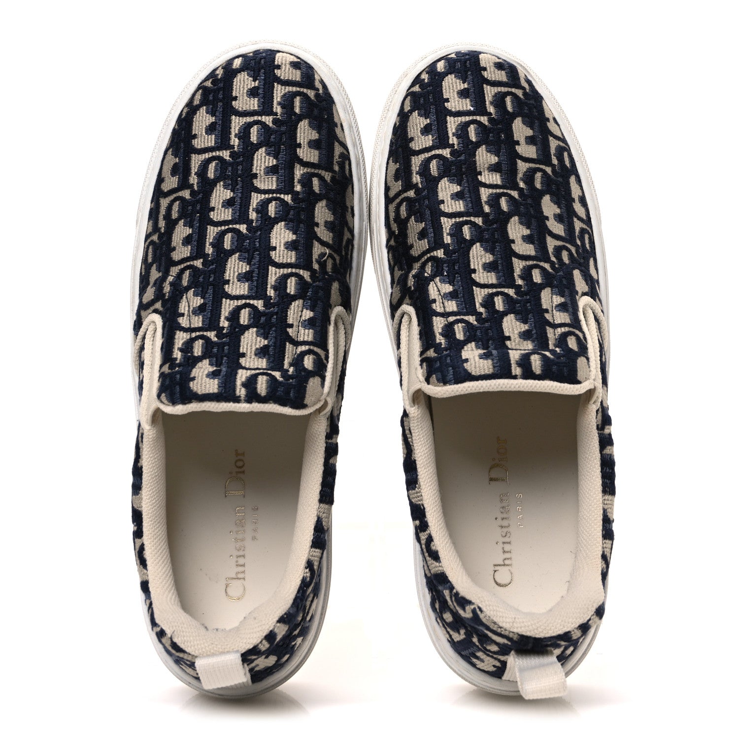 Christian Dior Canvas Oblique Embroidered Womens Solar Slip On Sneakers 40 Deep Blue 2 of 10