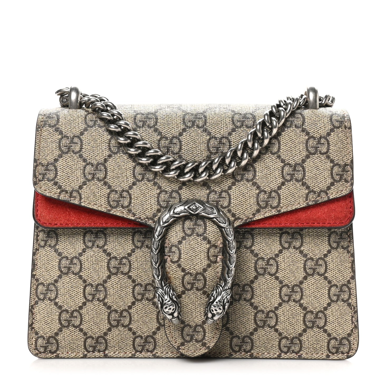 GG Supreme Monogram Mini Dionysus Shoulder Bag Hibiscus Red