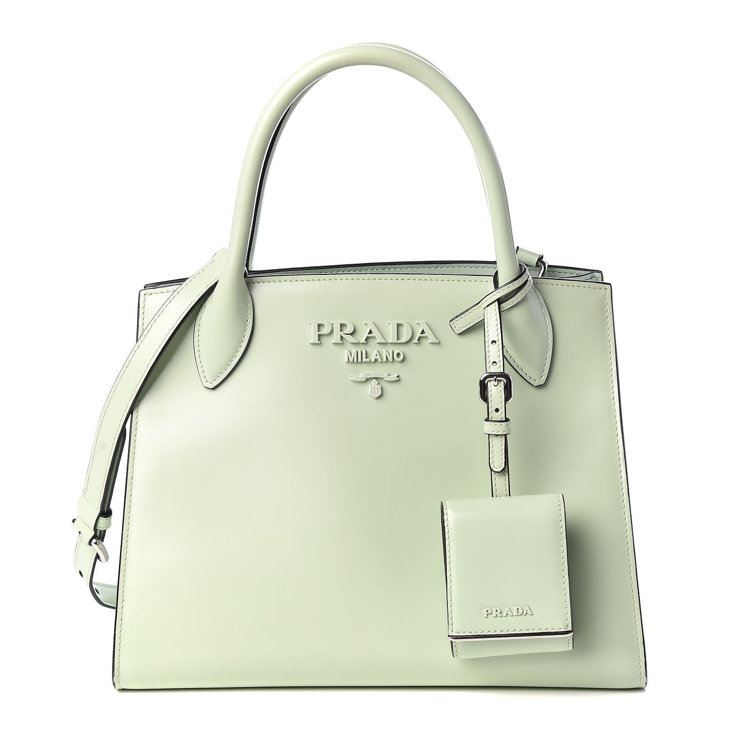 Prada Spazzolato Small Monochrome Top Handle Tote Acquamarina 1 of 8