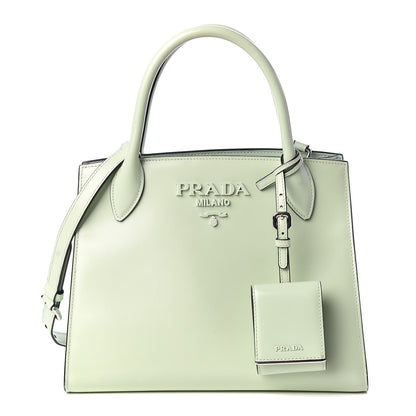 Prada Spazzolato Small Monochrome Top Handle Tote Acquamarina 1 of 8