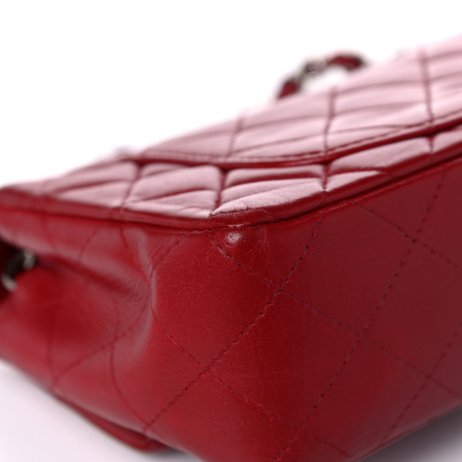 Chanel Lambskin Quilted Mini Rectangular Flap Dark Red 9 of 14