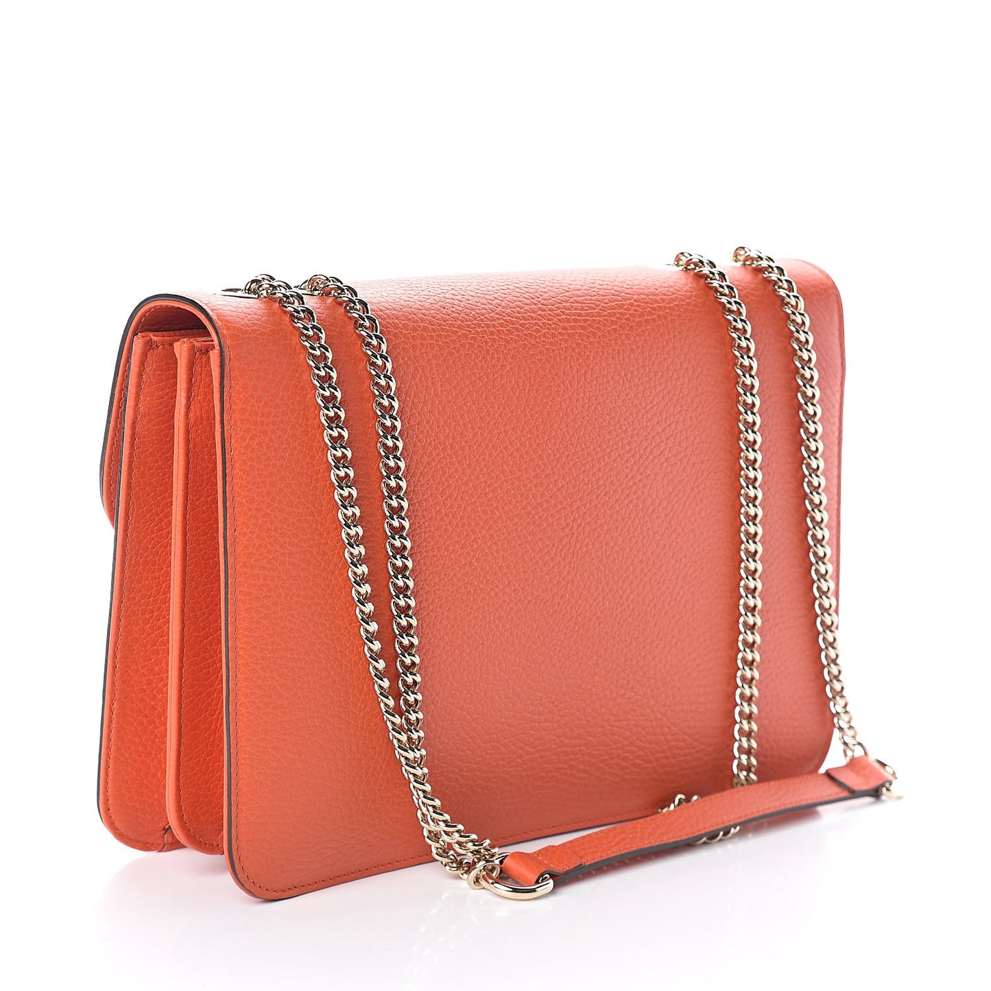 Dollar Calfskin Interlocking G Shoulder Bag Sun Orange