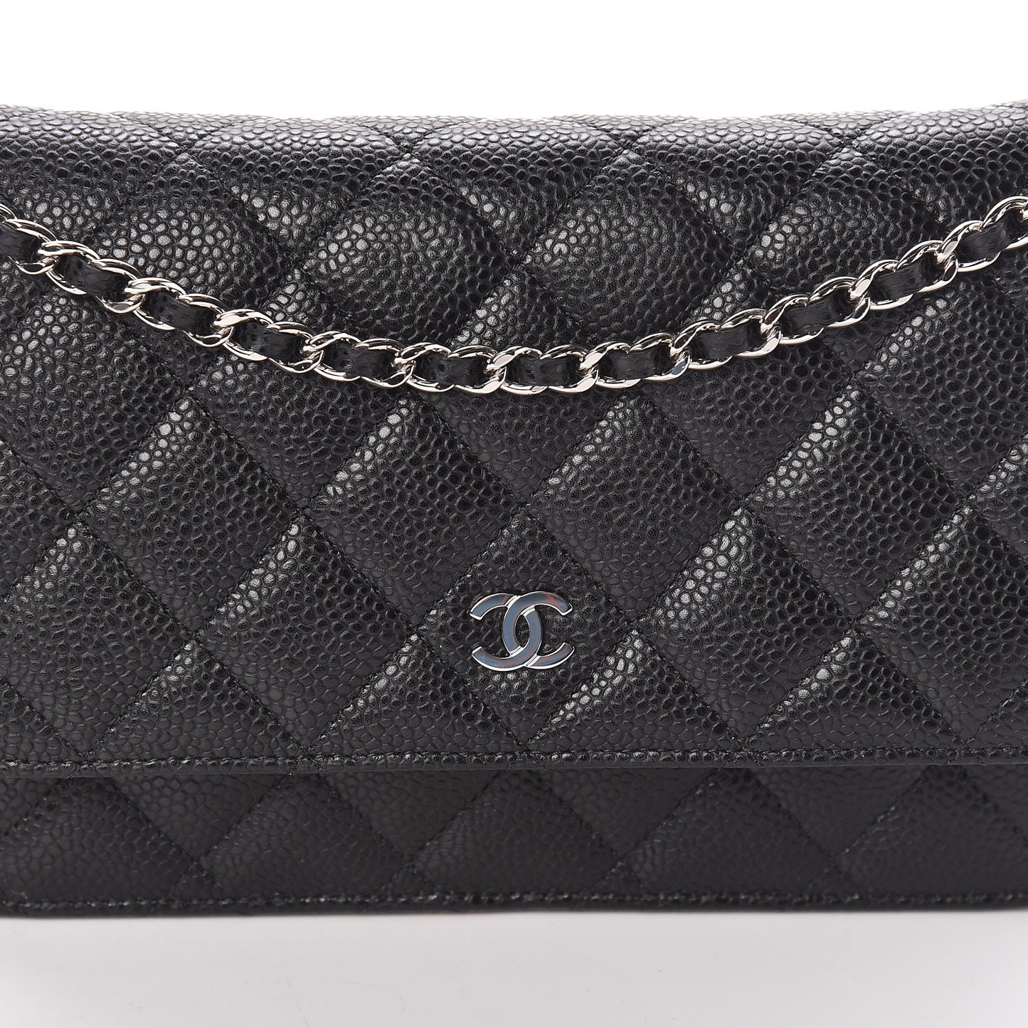 Caviar Quilted Wallet On Chain WOC Black