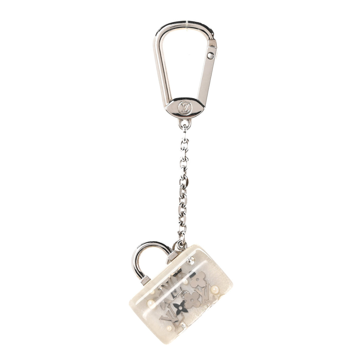 Resin Inclusion Speedy Bag Charm Key Chain White