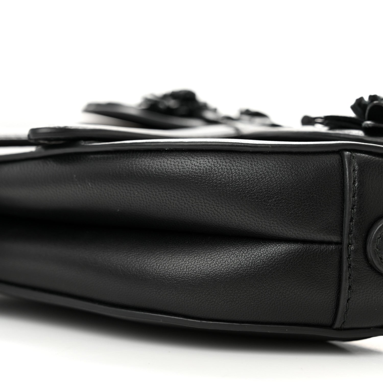 Christian Dior Lambskin Mini 3D Floral Saddle Bag Black 10 of 13