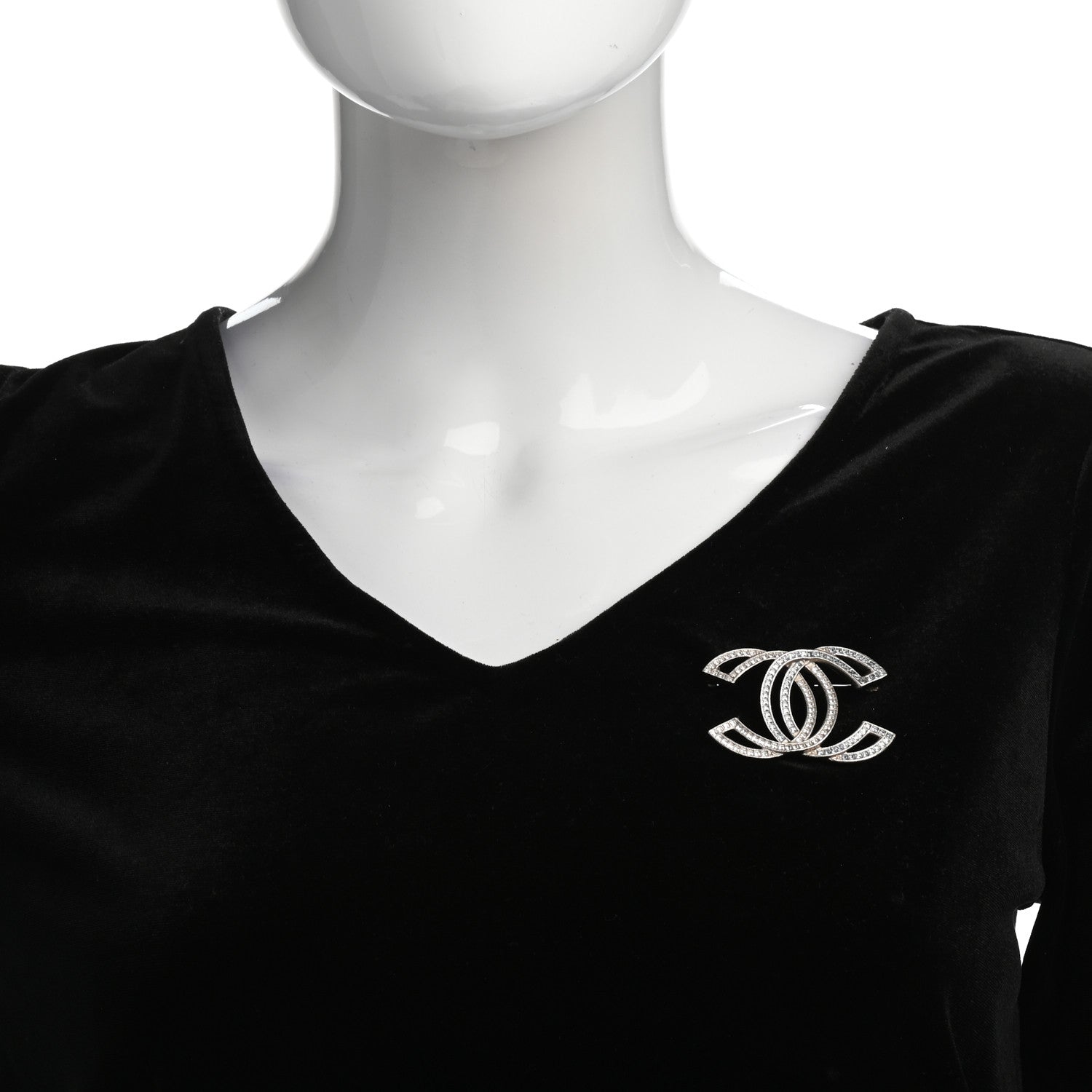 Chanel Crystal CC Brooch Light Gold 2 of 5
