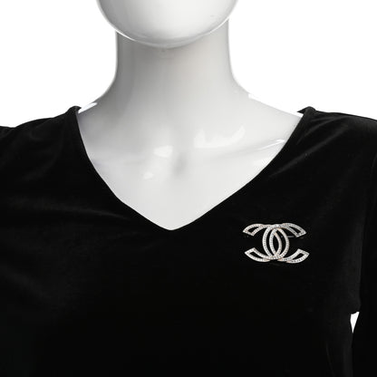 Chanel Crystal CC Brooch Light Gold 2 of 5