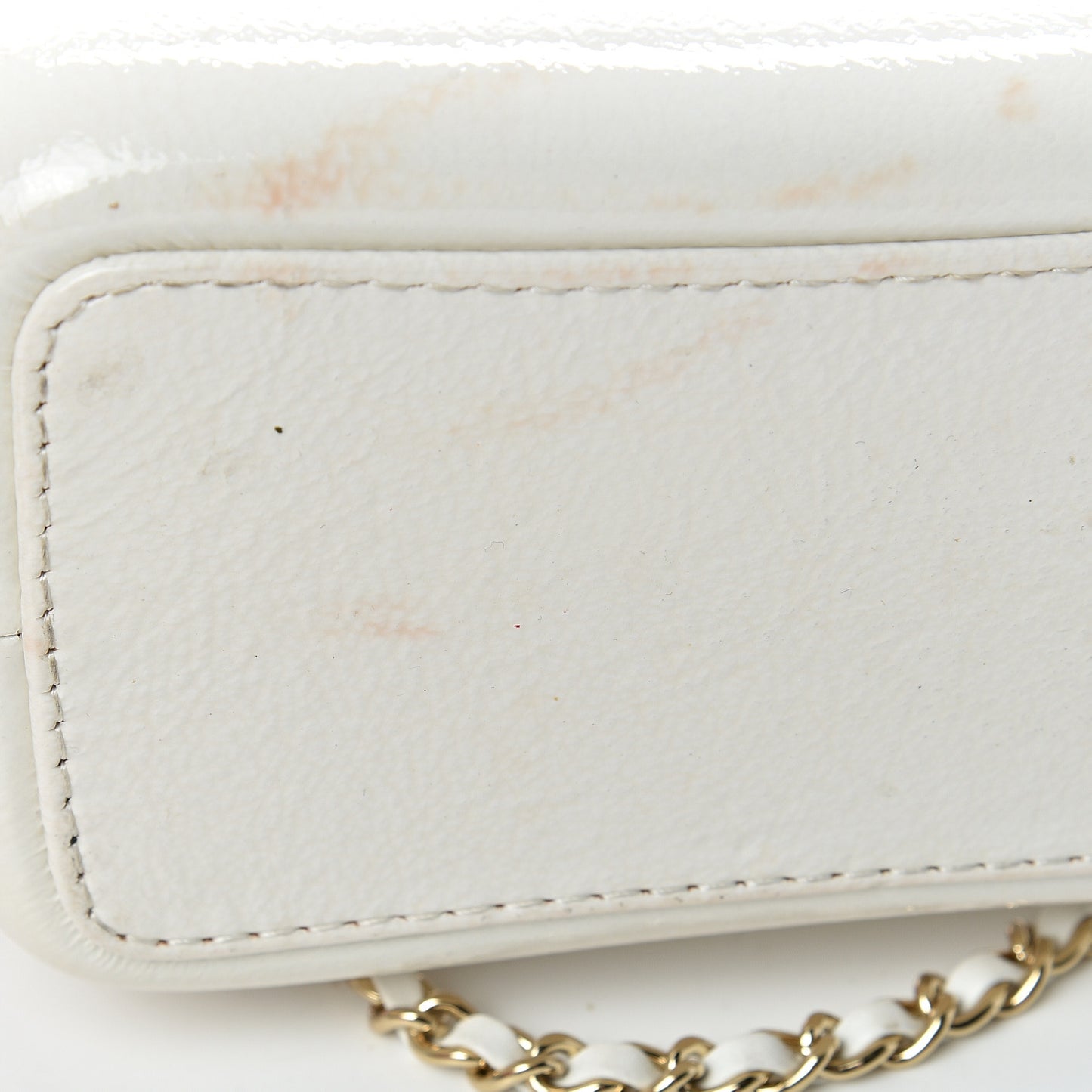 Patent Goatskin Quilted Small Gabrielle Backpack White