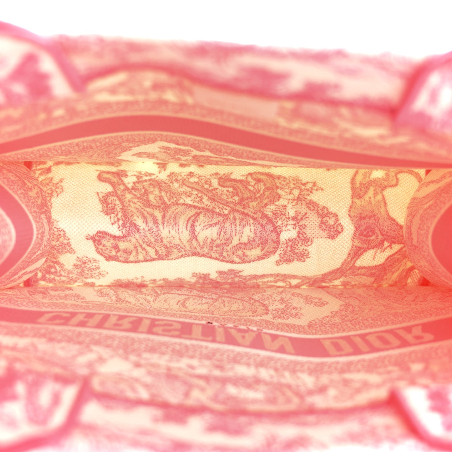 Canvas Embroidered Medium Dioriviera Toile De Jouy Book Tote Peony Pink