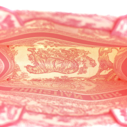 Christian Dior Canvas Embroidered Medium Dioriviera Toile De Jouy Book Tote Peony Pink 5 of 12