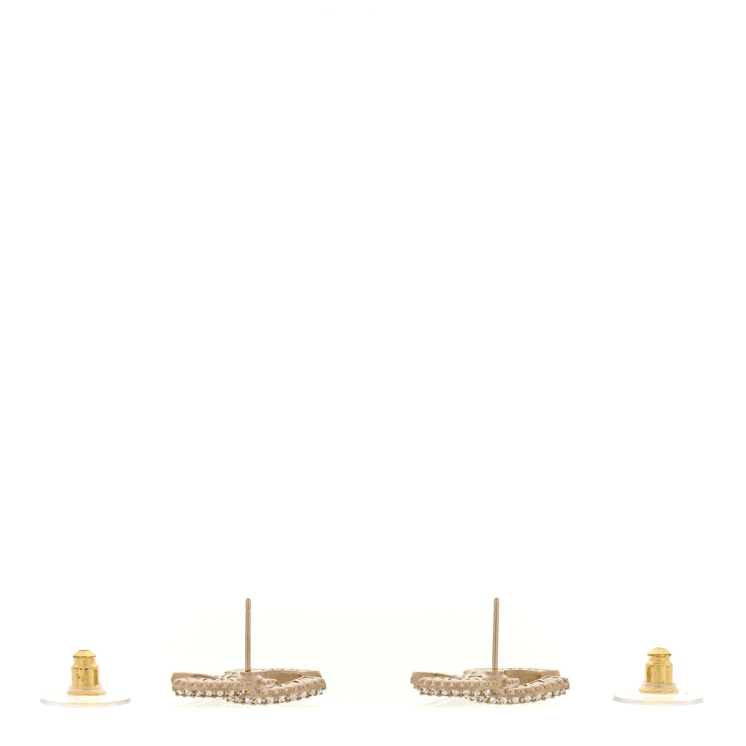Chanel Crystal Timeless CC Earrings Light Gold 3 of 5