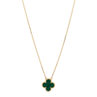 Van Cleef & Arpels 18K Yellow Gold Malachite Vintage Alhambra Pendant Necklace 1 of 6