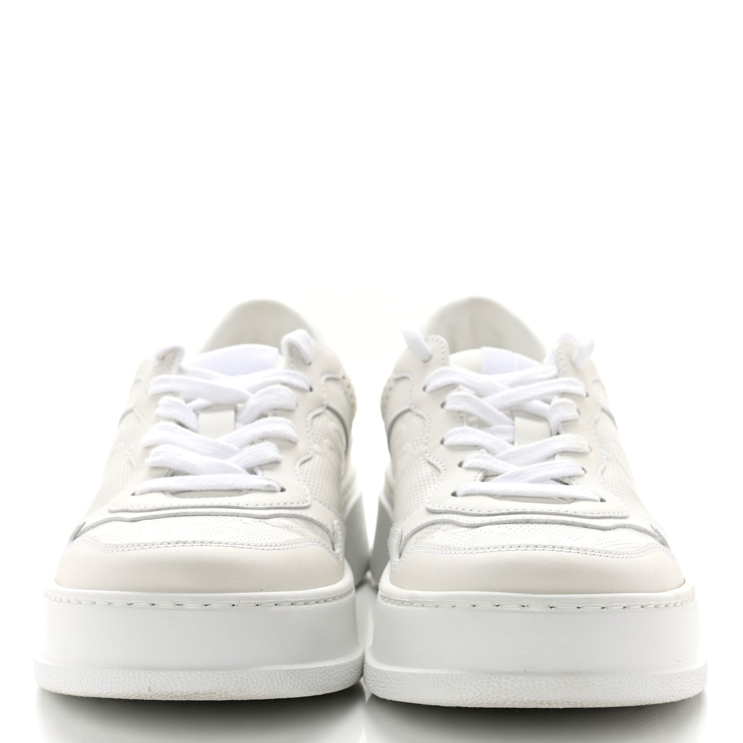 Calfskin GG Tennis Embossed Perforated Womens Platform 55mm Sneakers 38.5 Great White