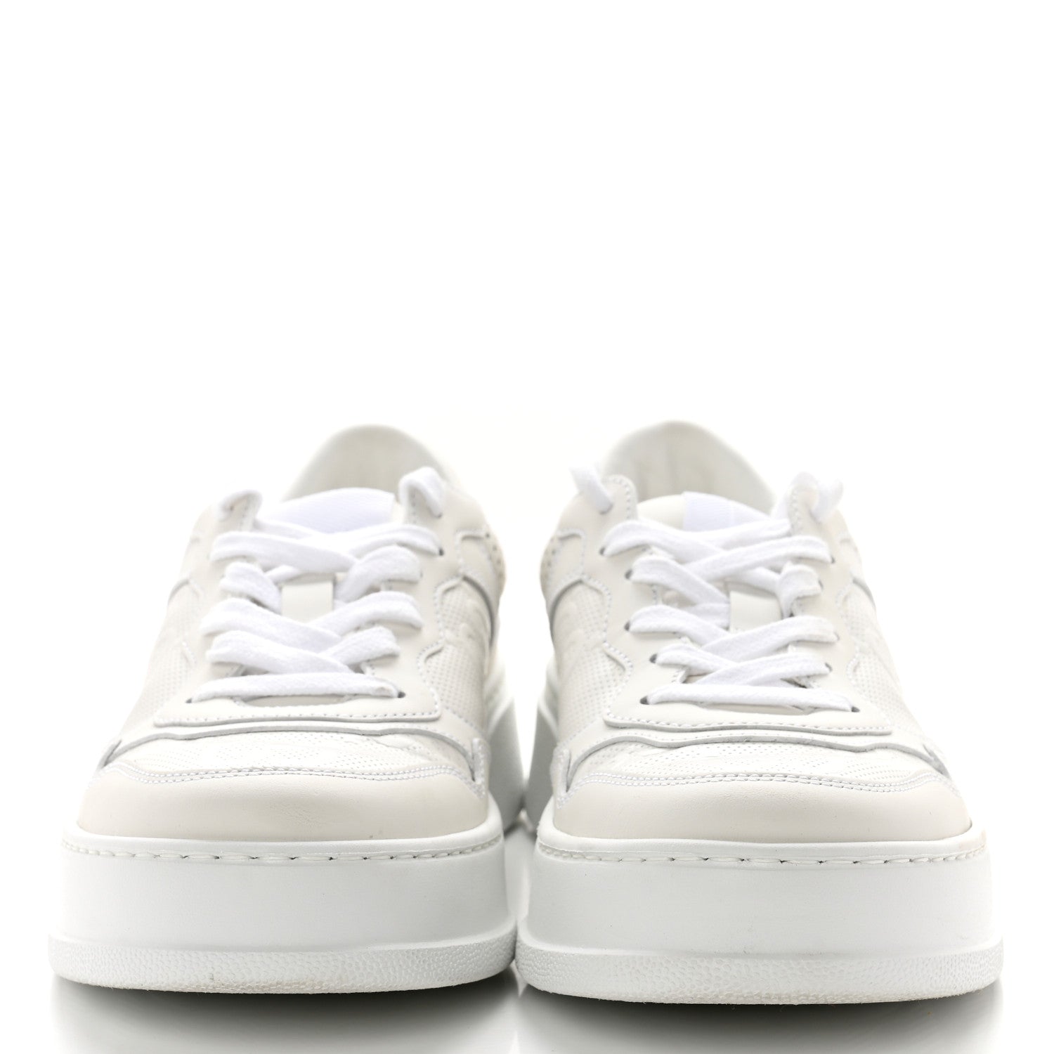 Gucci Calfskin GG Tennis Embossed Perforated Womens Platform 55mm Sneakers 38.5 Great White 2 of 7