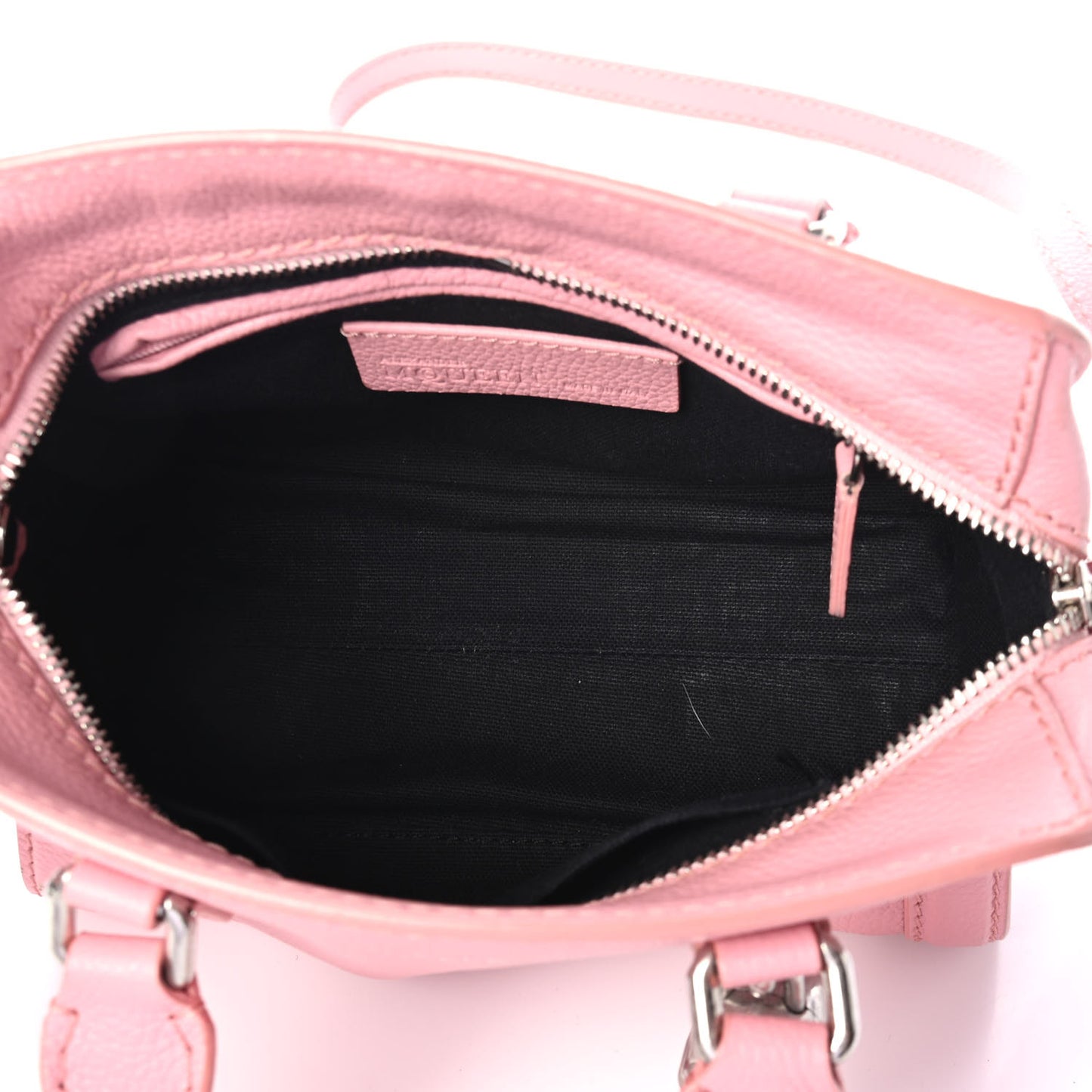 Pebbled Calfskin Mini Skull Padlock Zip Around Tote Petal