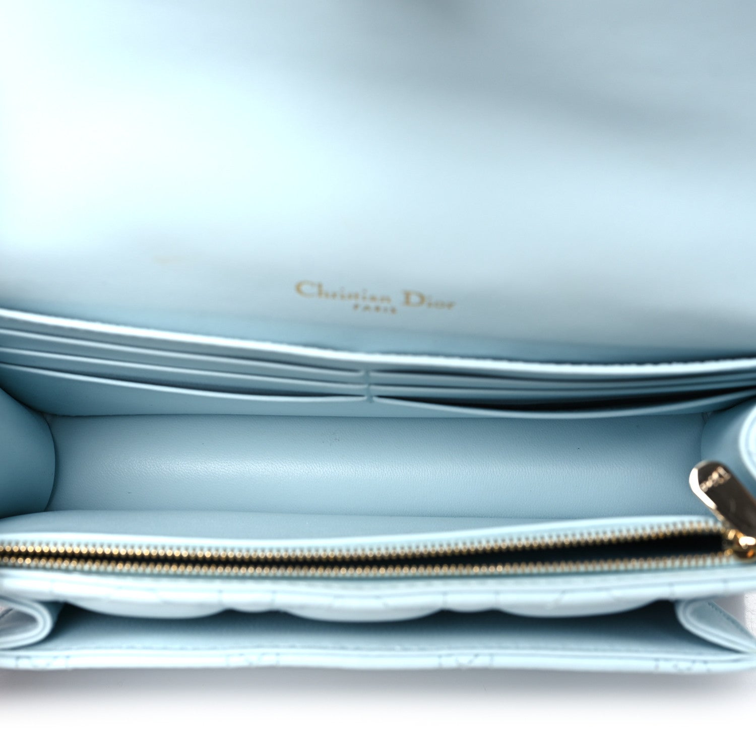 Christian Dior Lambskin Cannage Lady Dior Chain Pouch Light Blue 5 of 11