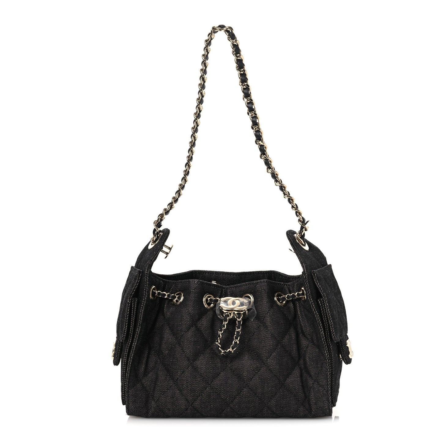 Denim Quilted Mini Chanel 25 Handbag Dark Blue