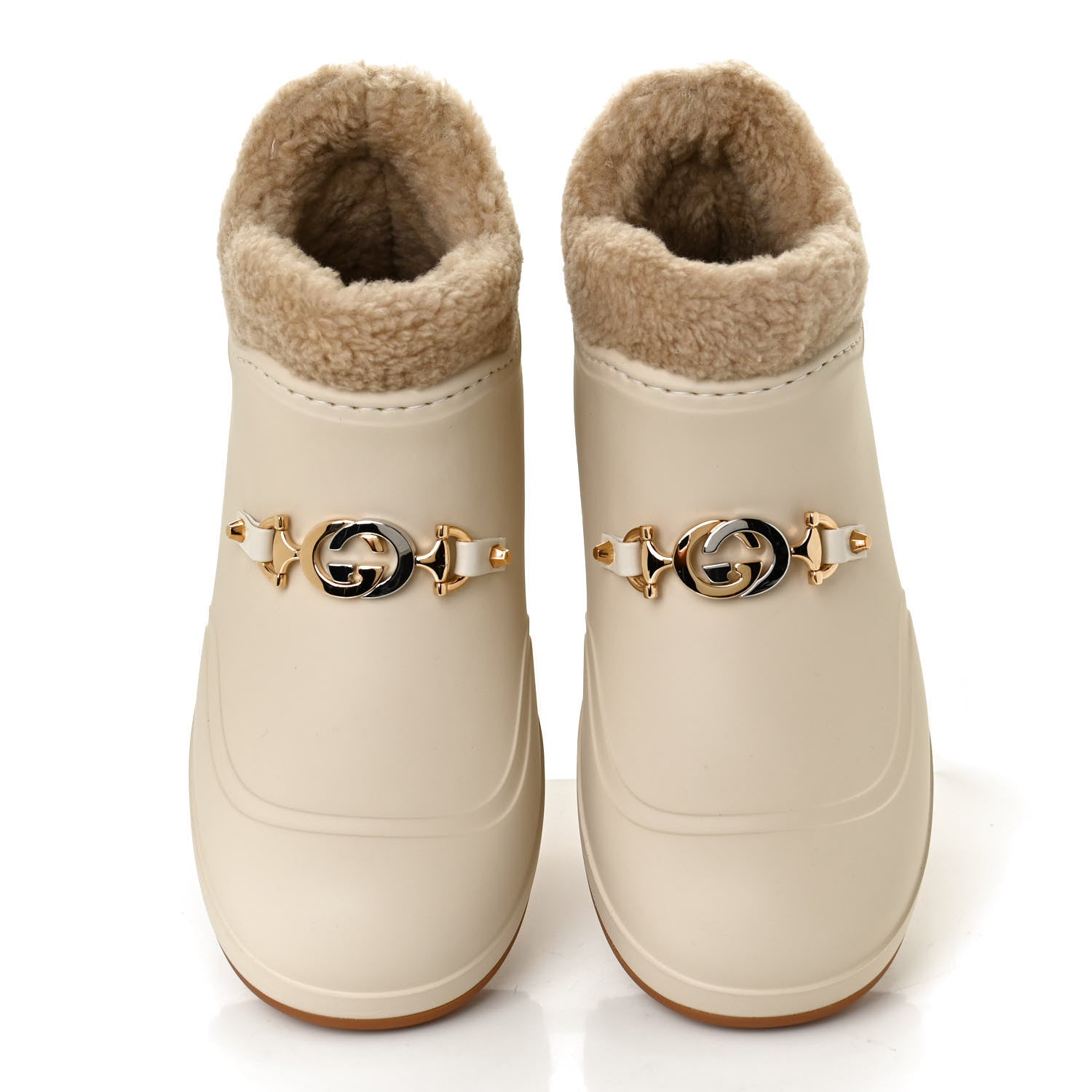 Gucci Rubber Wool Womens Crossy Ankle Boots 35 Mystic White Butterscotch 5 of 11