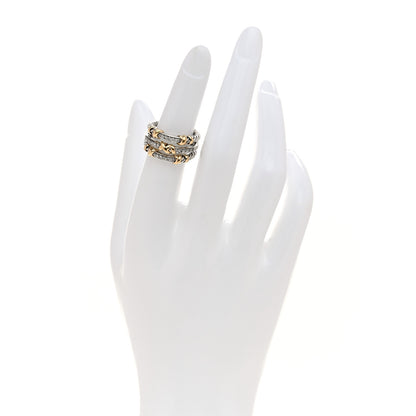 David Yurman Sterling Silver 18K Yellow Gold Diamond Petite Helena Wrap Three Row Ring 49 5 2 of 4