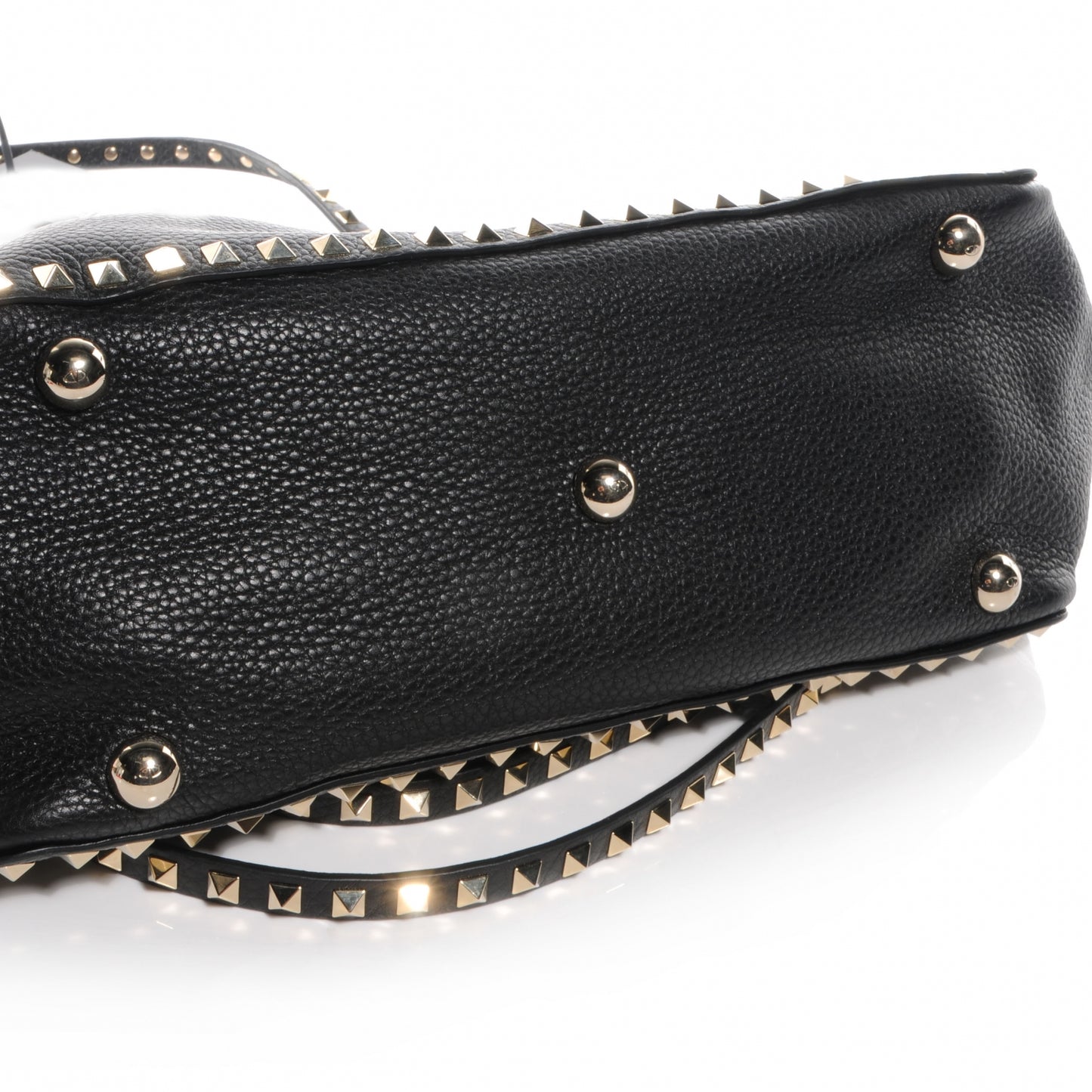 Pebbled Calfskin Medium Rockstud Tote Black