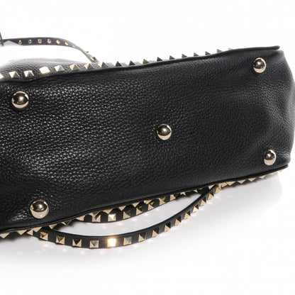 Valentino Garavani Pebbled Calfskin Medium Rockstud Tote Black 10 of 11