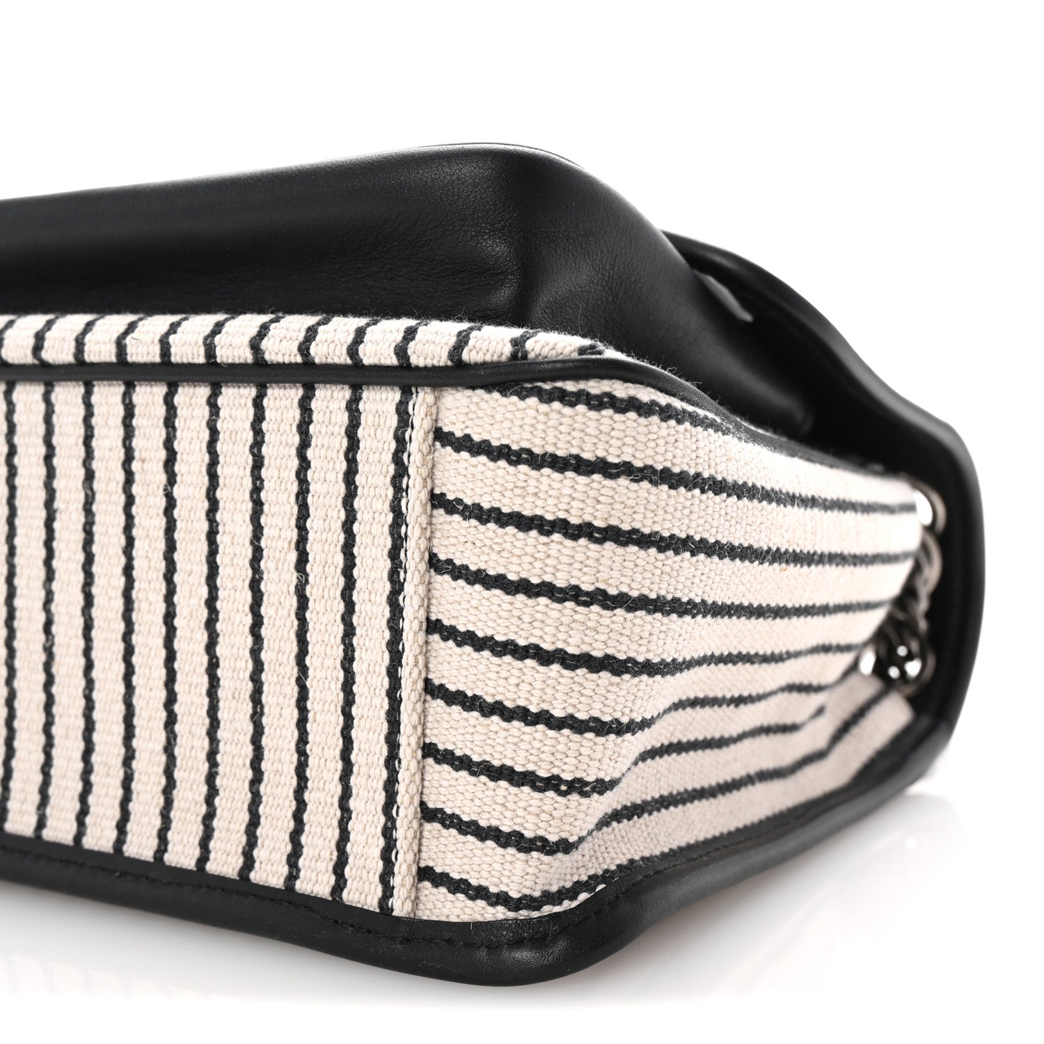 Saint Laurent Cotton Canvas Striped Vintage Calfskin Monogram Medium Niki Chain Satchel Grey Cream Black 9 of 9