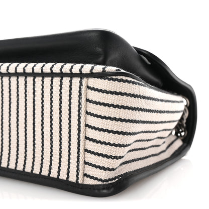 Saint Laurent Cotton Canvas Striped Vintage Calfskin Monogram Medium Niki Chain Satchel Grey Cream Black 9 of 9