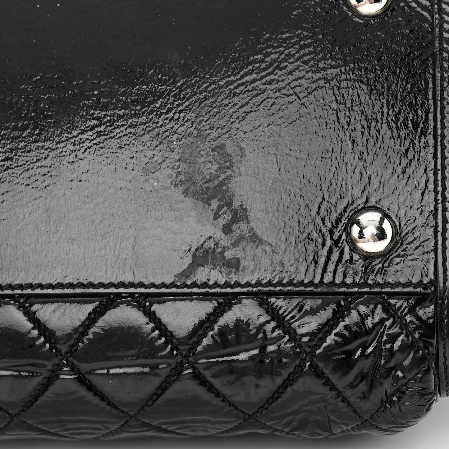 Patent Quilted Day Glo Flap Bag Black