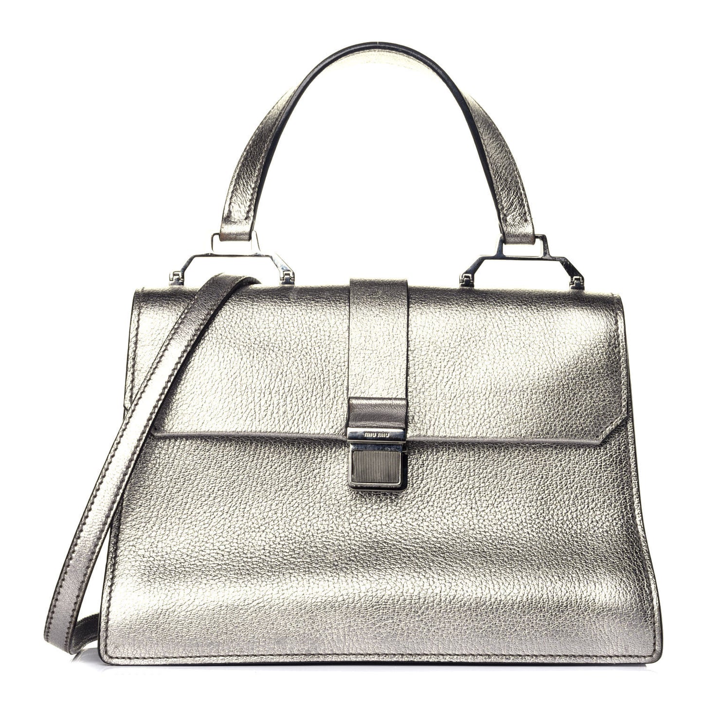 Goatskin Madras Top Handle Bag Silver