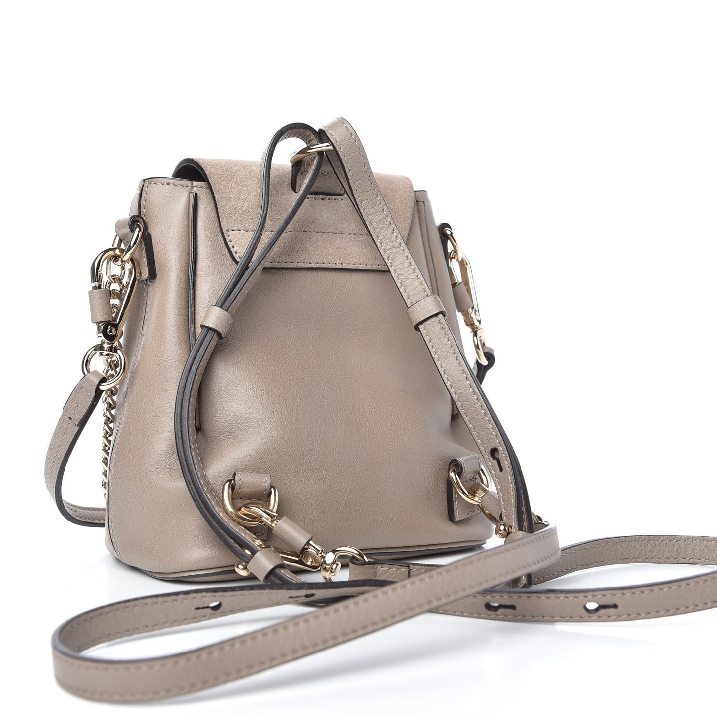 Suede Calfskin Mini Faye Backpack Motty Grey