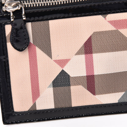Burberry Patent Patchwork Check Wristlet Pouch Black 8 of 8