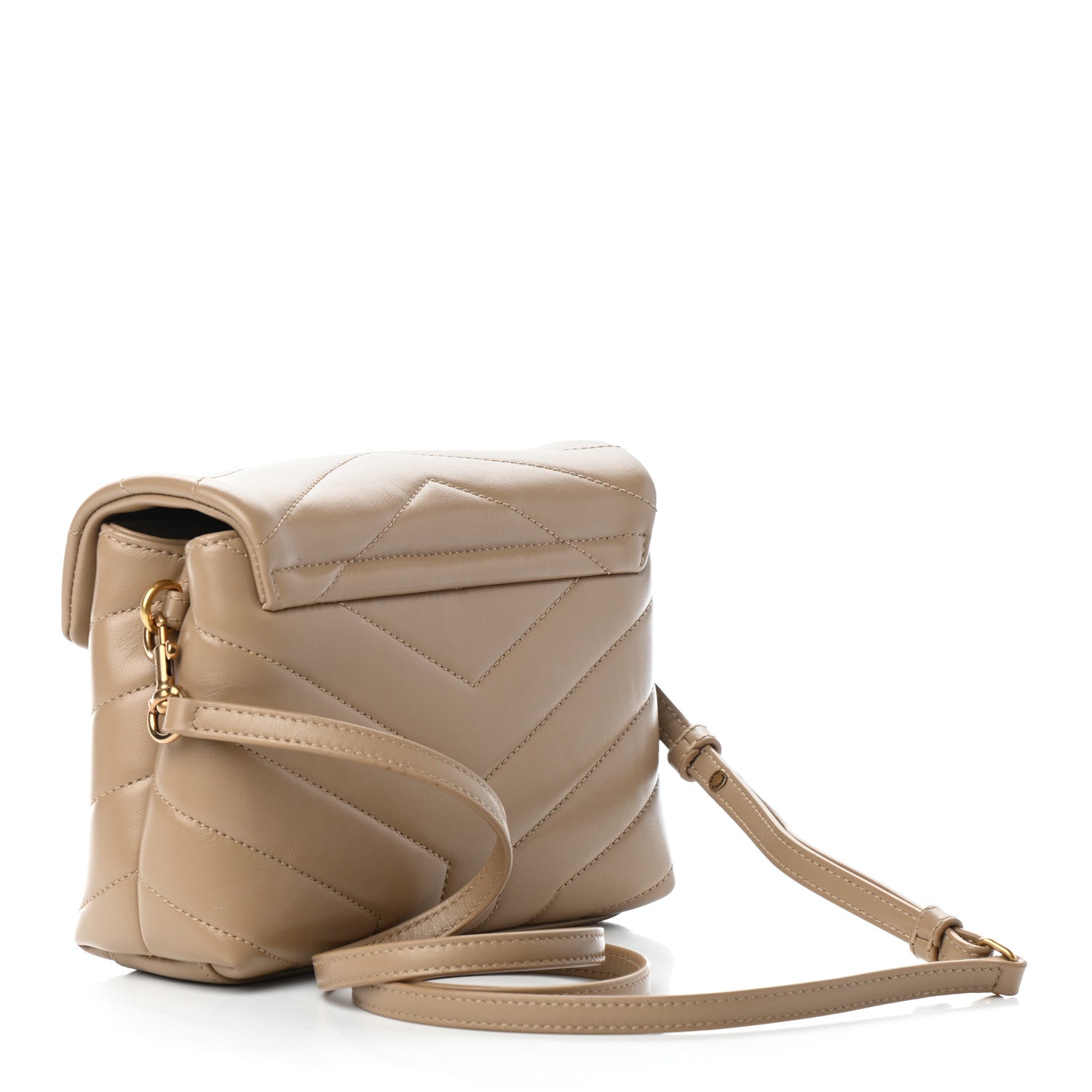 Saint Laurent Calfskin Y Quilted Monogram Toy Loulou Crossbody Bag Latte 3 of 9